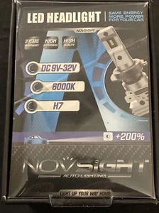 NEW Novsight Auto Lighting Led Headlights DC 9V- 32V 6000K H7 +200% - Picture 1 of 3