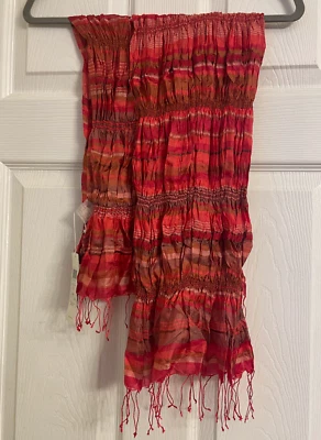 NUEVO CON ETIQUETAS $158 Bufanda Eileen Fisher Tiger Lily Algodón Orgánico/Seda OS 13"" X 74"" Foto 1 de 3