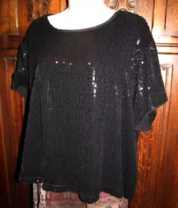 Torrid black sequined top 2X holiday evening cocktail worn once! - Picture 1 of 8