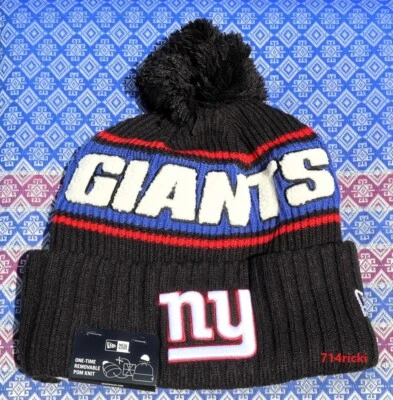 2024 NFL On Field New York Giants New Era Tejido Gorro Pom Oficial Foto 1 de 3