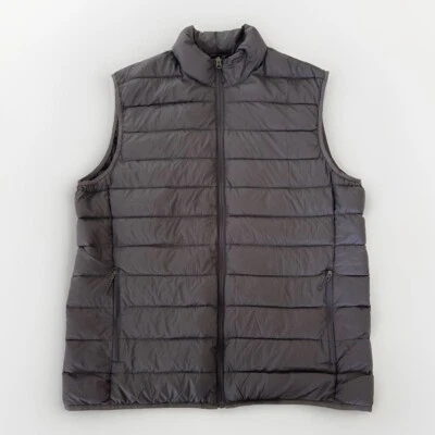 Eddie Bauer Mens Down Vest Size Large Gray Puffer Nylon Full Zip - Image 1 of 4