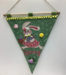 Easter Bunny Felt Banner Pendant - Spring /Easter Wall Decor 21 X 24 In Yellow - Picture 1 of 2