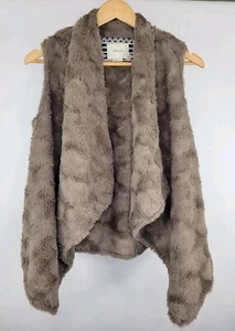 Elevenes Small Anthropologie Pelage Faux Fur Open Front Vest Brown Anthro H14416 - Picture 1 of 5