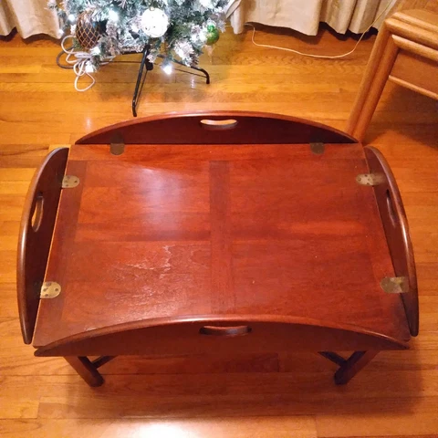 Vintage Bombay Company Butler Tray With Fold Up Side Handles Cover