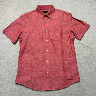 Banana Republic Linen Standard Fit Shirt Mens Medium Red Button Front Casual - Image 1 of 4