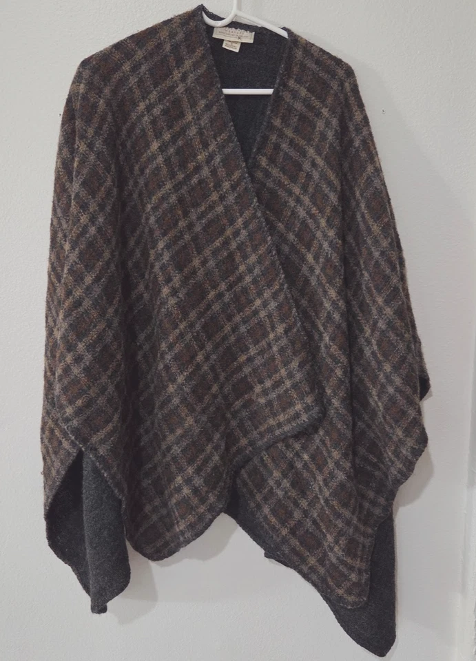 Boyne Valley Weavers One Size Brown Wool Blend Cape Scarf Shawl Wrap Ireland - Image 1 of 4