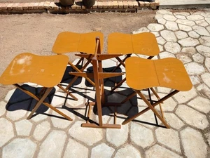 4 TV Tables Trays Vintage Mid Century Modern Fold in Half with Stand MCM *READ++ - Picture 1 of 13