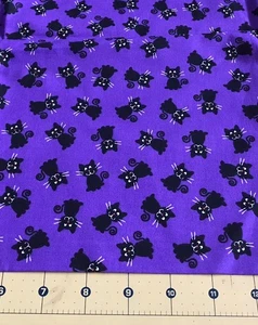 Black Cats on Purple 33" X 45" Halloween 100% cotton fabric #2212 - Picture 1 of 1