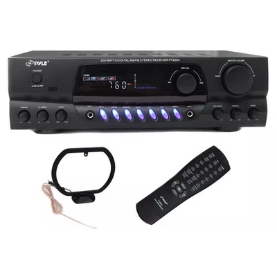 Pyle PT260A 200W 8-Ohm Home Digital AM FM Stereo Receiver Theater Audio, Black - Image 1 of 3