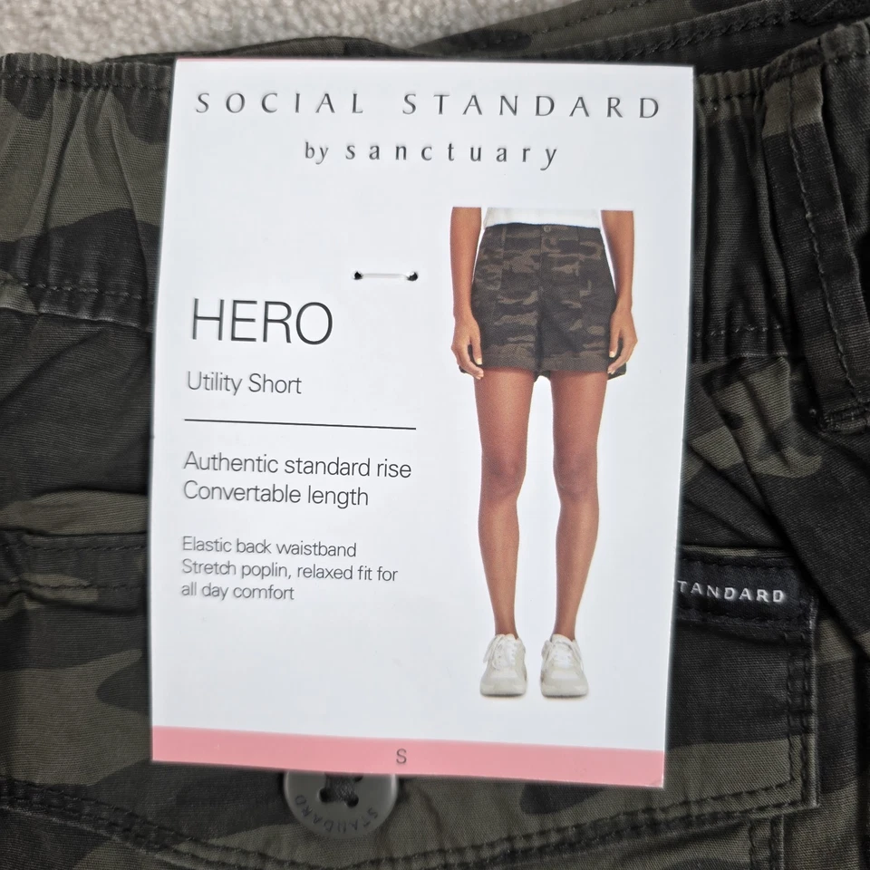 Social Standard By Sanctuary Casual Roll Up Tab Women's Size XXL Short Camo