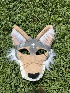 Coyote Therian Mask W Double Strap, Full Backing, Peircings, Fit For Quadrobics - Picture 1 of 6