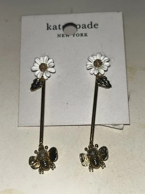 Pendientes Kate Spade New York Flores y Abeja Tono Dorado Nuevos Foto 1 de 4