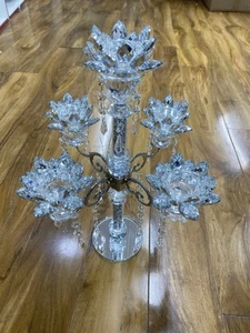 Crushed Diamond CandleHolder Silver Crystals Filled 5 Flower Tier Romany Lotus - Picture 1 of 1