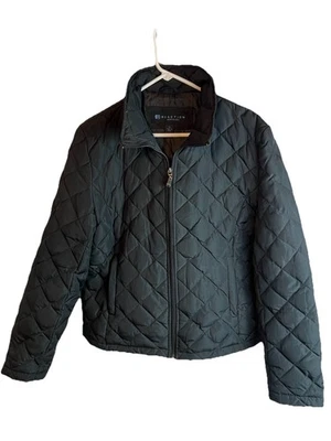 Kenneth Cole Reaction DOWN Puffer Coat Jacket Black Women XL Quilted Zip Pockets - Image 1 of 4
