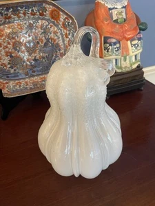 Handblown White Glass Squash Gourd - Picture 1 of 5