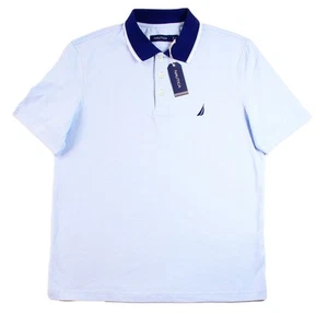 Nautica Poloshirt Herren Medium Eisblau Navy Kragen Classic Fit Baumwolle Freizeit - Bild 1 von 8