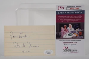 Monte Irvin signature index card AUTOGRAPHED with COA #R387 - Picture 1 of 1