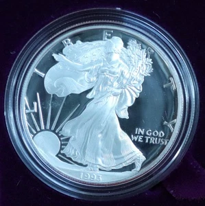 Uncirculated Proof 1993 Philadelphia Mint American Eagle Silver One Dollar - Picture 1 of 2