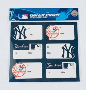PACK DE 3 HOJAS PEGATINAS ETIQUETA REGALO NEW YORK YANKEES - Imagen 1 de 1