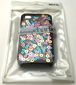 Encantadora funda Charlie para iPhone 4 4S lentejuelas diamantes de imitación colores súper brillantes - Imagen 1 de 8