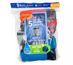 Hanes Boys' Tagless Boxer Briefs -5 Pair No Ride Up Comfort -Flex Waistband New - Picture 1 of 2