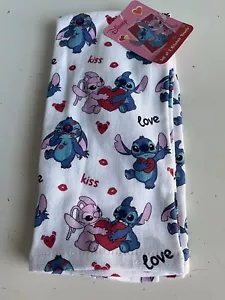 2 Pack Disney Stitch And Angel Kitchen Towels Hearts Valentines Kiss Love NEW - Picture 1 of 10