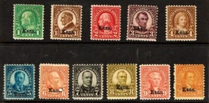 1929 U.S. Classic KANSAS OVERPRINT COMPLETE SET OF 11 Sc#658-68 M/NH/H/OG   Note - Picture 1 of 1