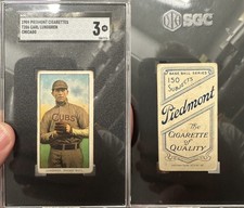 1909 T206 PIEDMONT CIGARETTES CARL LUNDGREN CHICAGO CUBS SGC 3