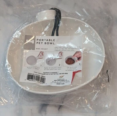 Portable Pet Bowl with Water Bottle Attachment - New White Ankyo