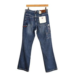 Vintage Y2K Tommy Hilfiger Carpenter Jeans Wide Leg Blue Red Denim Utility 9 - Picture 1 of 15