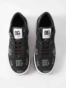 DOLCE AND Gabbana Denim Logo Estampado Entrenadores Reino Unido 8 PVP £650 - Imagen 1 de 15