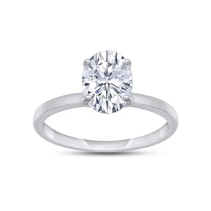 3.00 CT Oval Cut Diamond Solitaire Engagement Ring 14K White Gold Lab Grown - Picture 1 of 7