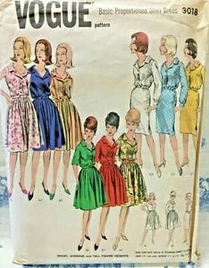 Vogue Sewing Pattern 3018 Basic Proportioned Shirt Dress Sz 14 Uncut and FF - Picture 1 of 8