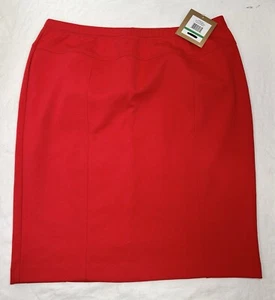 Ellen Tracy Midirock Stretch orange rot komplett gefüttert Bleistift Größe L - Bild 1 von 5