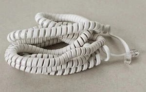 Replacement 25 Foot Curly Handset Cord White for Telephone by VOIP LOUNGE - Zdjęcie 1 z 3
