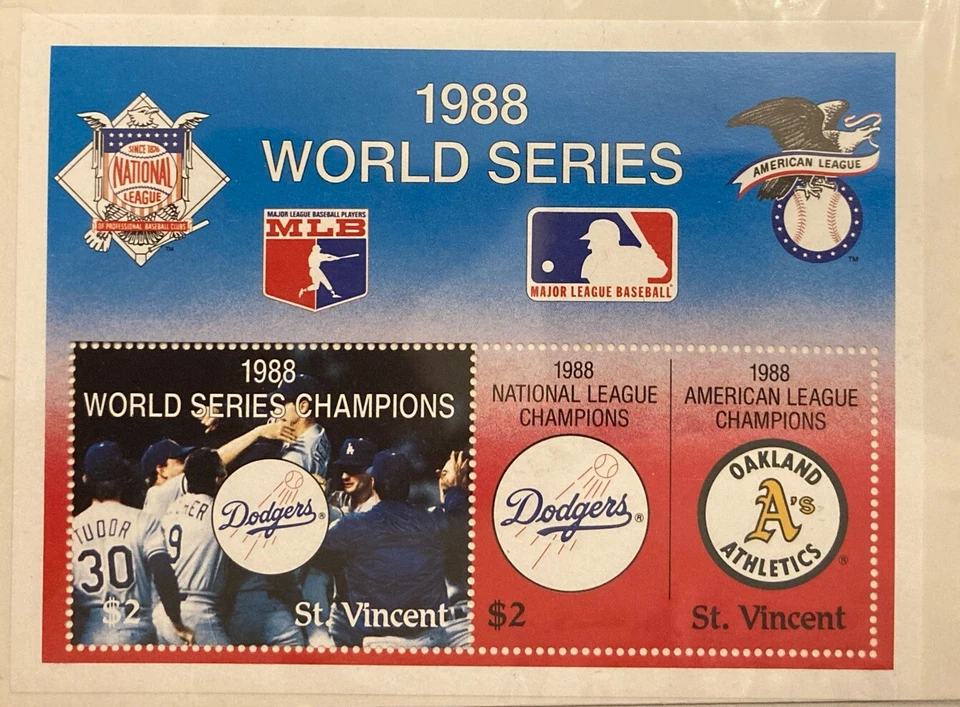 St. Vincent 1989 Stamps 1988 World Series, Los Angeles Dodgers Oakland Athletics - Image 1 of 1