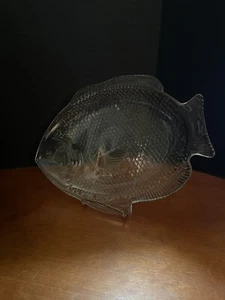 piatto da portata pesce vintage in vetro USA prova forno 10,75" trasparente arredo cucina - Foto 1 di 4