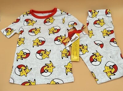 Pokémon Pikachu Niños Gris Manga Corta Camisa y Pantalón Pijama Nuevo Talla 8 Foto 1 de 4