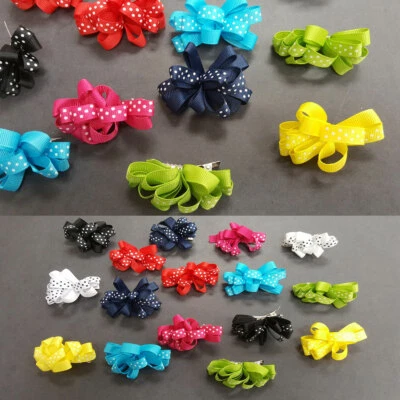 16 pieces Baby Girl Kid Hair Clip Bow Dots Hairpin Alligator Ribbon Grosgrain 2" - Image 1 of 4