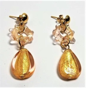 Orecchini Donna Gea Rosa oro Antica murrina Vetro Murano Made in Italia v222 - Foto 1 di 4