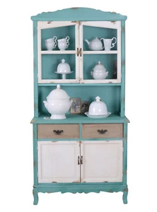 Küchenvitrine Vitrine Buffet Vitrinenschrank Küchenbuffet Schubladenschrank Holz - Bild 1 von 6