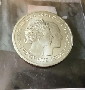 1972 Cayman Islands 25 $ Silber Queen Elizabeth II 25th Anniversary  - Bild 1 von 2