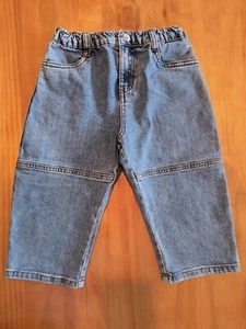 Open Edit Girls Denim Shorts Size 4 Elastic Waist Pull On Bike Style Blue  - Picture 1 of 6