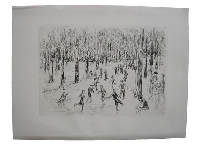 Max Liebermann (1847-1935) Schlittschuhläufer Radierung 1923 Impressionismus - Bild 1 von 3