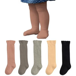 5 Pairs Baby Girls Boys Knee High Socks Cotton Newborn Infant Ruffle Seamless... - Picture 1 of 6