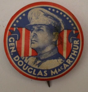 Vintage - Gen. Douglas MacArthur Patriotic Political Pin/Button - Bild 1 von 4