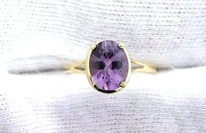 10Kt REAL Yellow Gold 8x6 Oval Amethyst Gemstone Gem Stone Ladies Fashion Ring - Picture 1 of 3