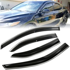 For 2007-2011 Toyota Camry Chrome Trim Window Visor Vent Rain Guards Deflectors - Picture 1 of 13