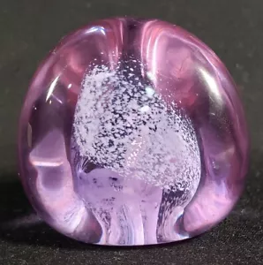 Paperweight Glass Triangular "Caithness Pebble" Purple Mauve Swirl Scotland A75 - Picture 1 of 15