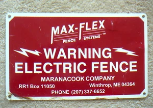 MAX-FLEX elektrischer Zaun Vintage Schild Blitze - Maranacook - Winthrop ME - Bild 1 von 2